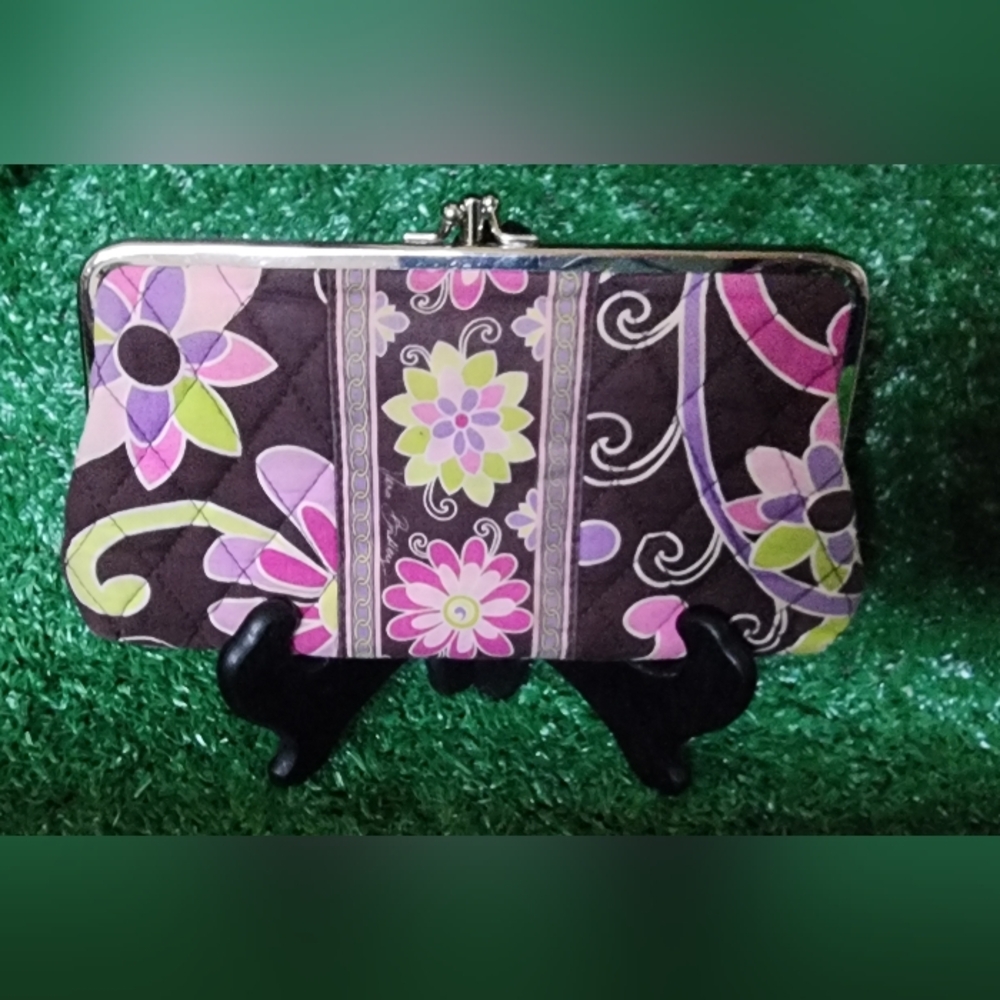 Vera Bradley Retired Purple Punch Double Kisslock Cluth Wallet!!!